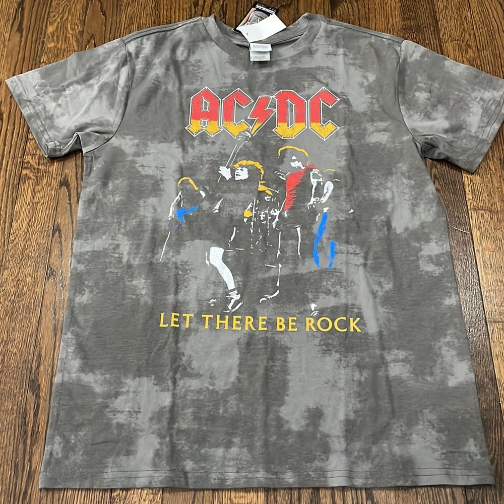 ACDC gray tie dye classic rock band t-shirt size M - Picture 2 of 4